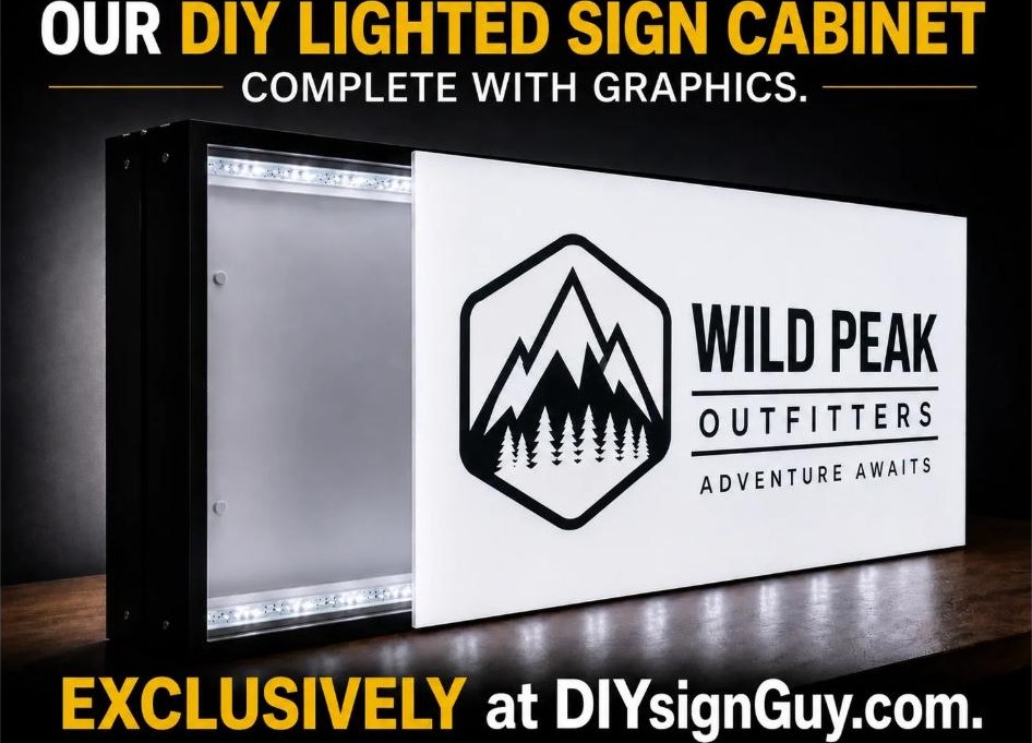 7 inch LED lighted sign cabinet with graphics face installed
