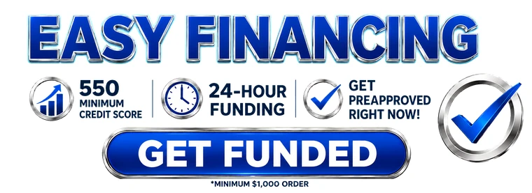 Easy financing available for business signs — 550 minimum FICO score, 24-hour funding, get preapproved right now, $1,000 minimum order