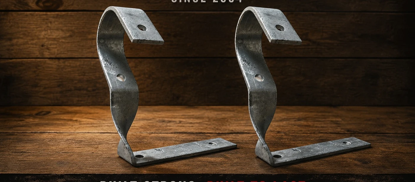 Pair of heavy-duty galvanized hanging sign swing-mount brackets for outdoor sign installation