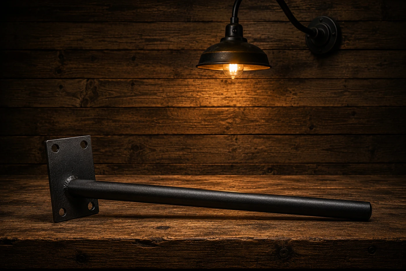 Heavy-duty black steel wall-mounted cantilever bracket for hanging and projecting business signs